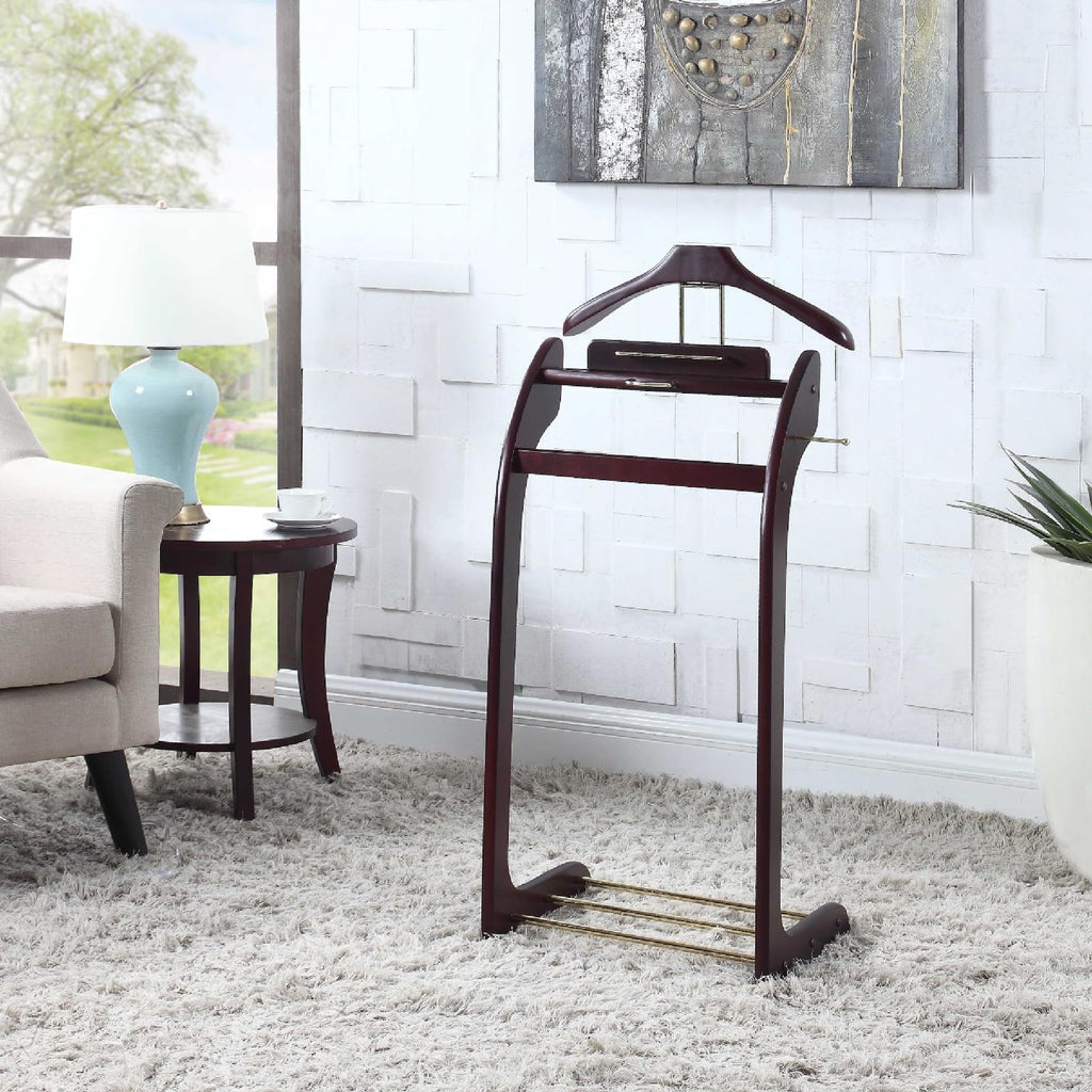Products - Windsor Executive Wardrobe Valet, Mens Valet Stand, Accessory & Clothes Organizer (Mahogany)