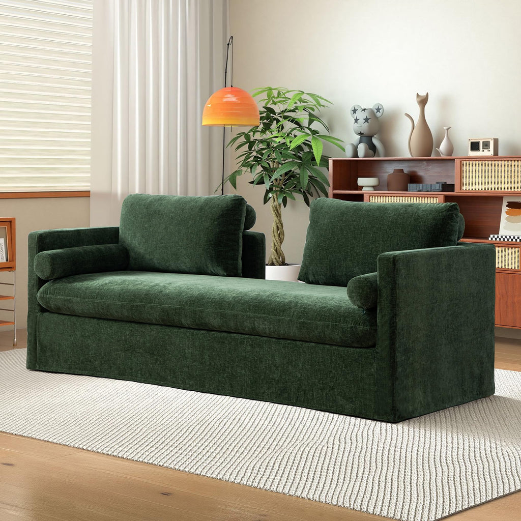 82.68" Oversized Chaise Lounge Indoor Modern Upholstered 2-Seater Daybed Sofa Bench with Pillows & Armrests Lounge