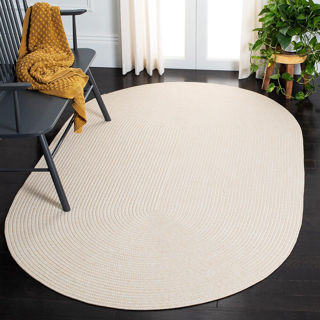 Braided Indoor/Outdoor Washable Oval Rug, Ivory BRD315B