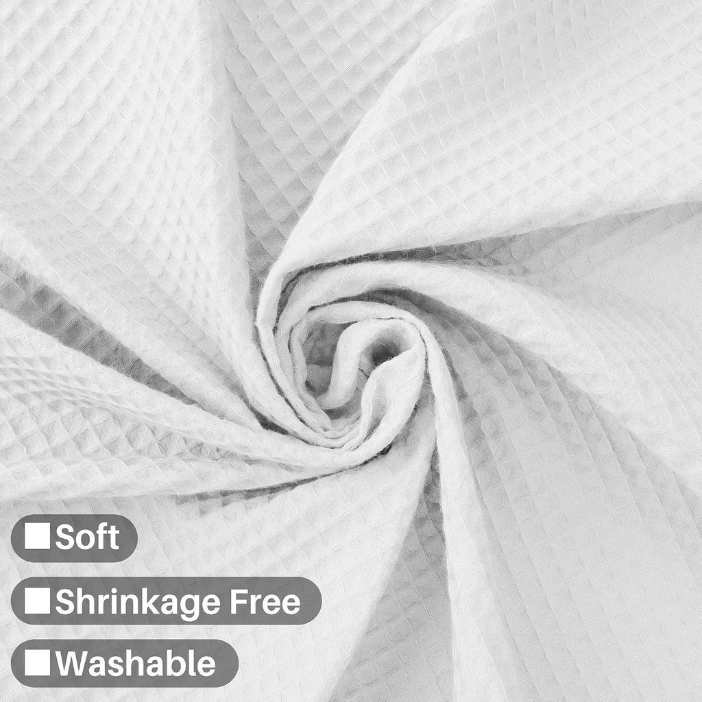 Waffle Weave Shower Curtain Fabric White, 72x72 | Heavy Weight Fabric, Cotton Blend, Hotel Luxury Spa, Machine