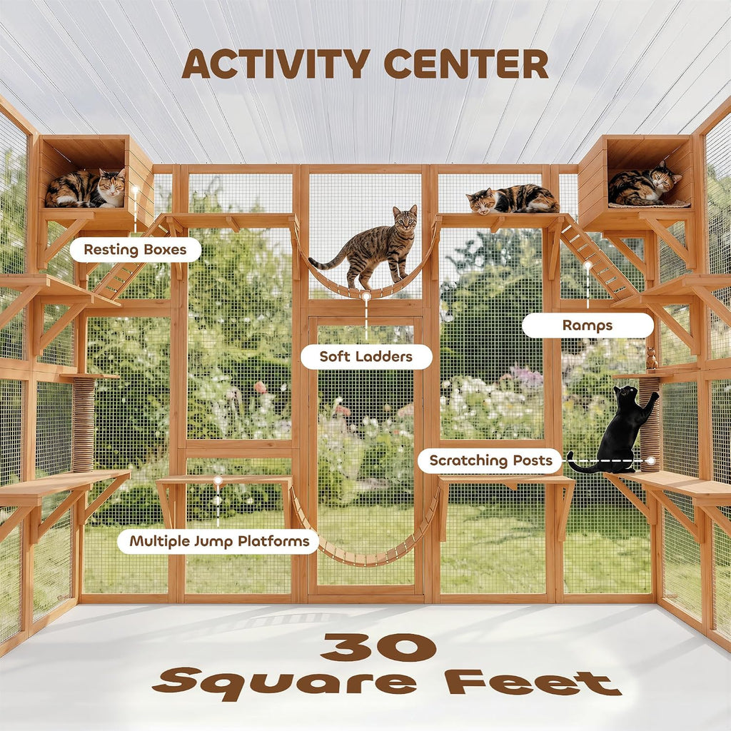 Catio Outdoor Cat Enclosure Window, 118" x 37.5" x 74", Orange
