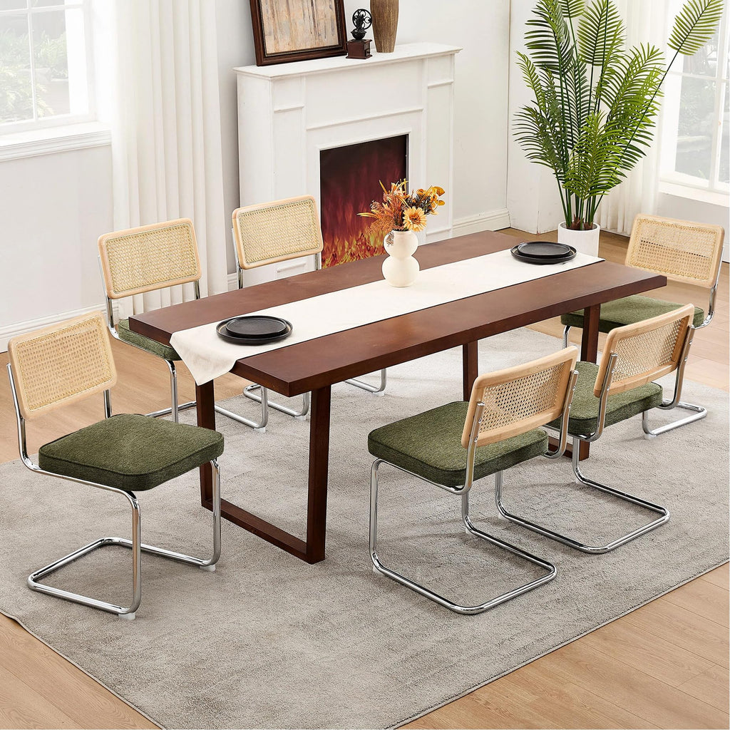 Natural Rattan Dining Chairs Set of 6, Modern Cesca Kitchen Chair