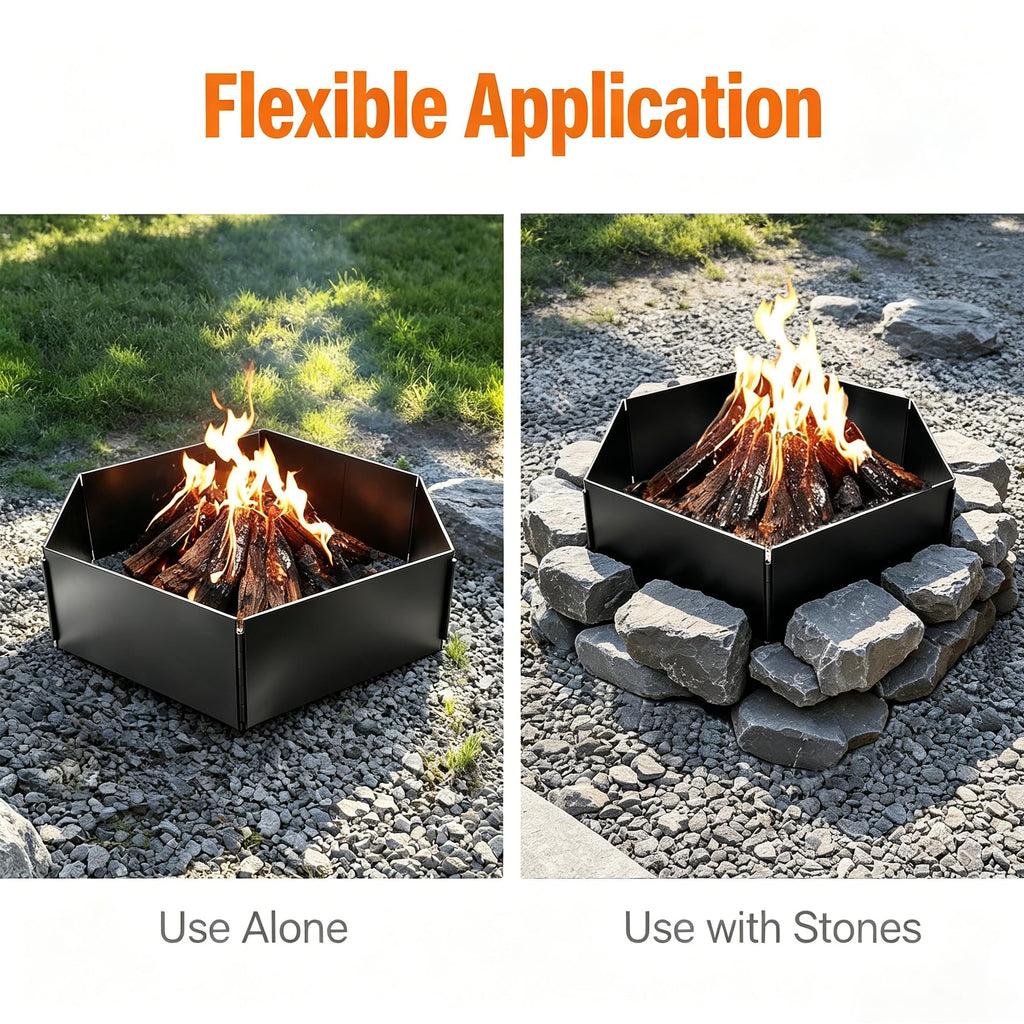 Collapsible Fire Pit Ring, 42 Inch Foldable Portable Detachable Fire Ring