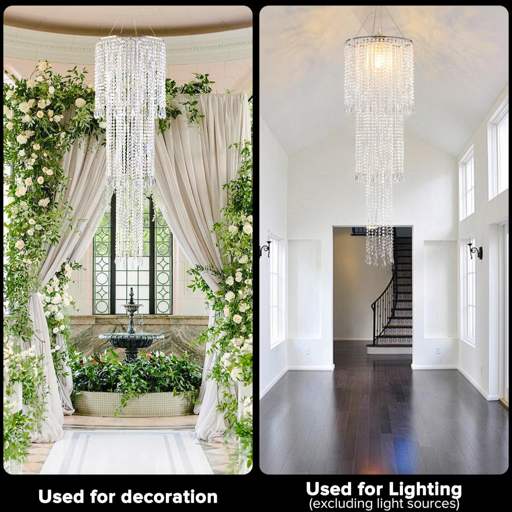3 Tiers Modern Sparkling Acrylic Beaded Hanging Chandelier Shade