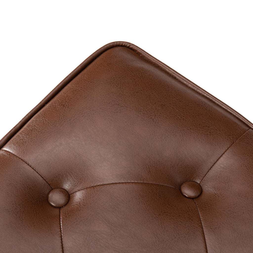 Faux Leather Foot Stool, Mid Century Modern Foot Stools Ottoman, Vintage Ottoman Tufted Square Vanity Seat, Coffee