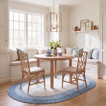 Braided Wool Oval Rug, Farmhouse Ivory & Blue BRD903M