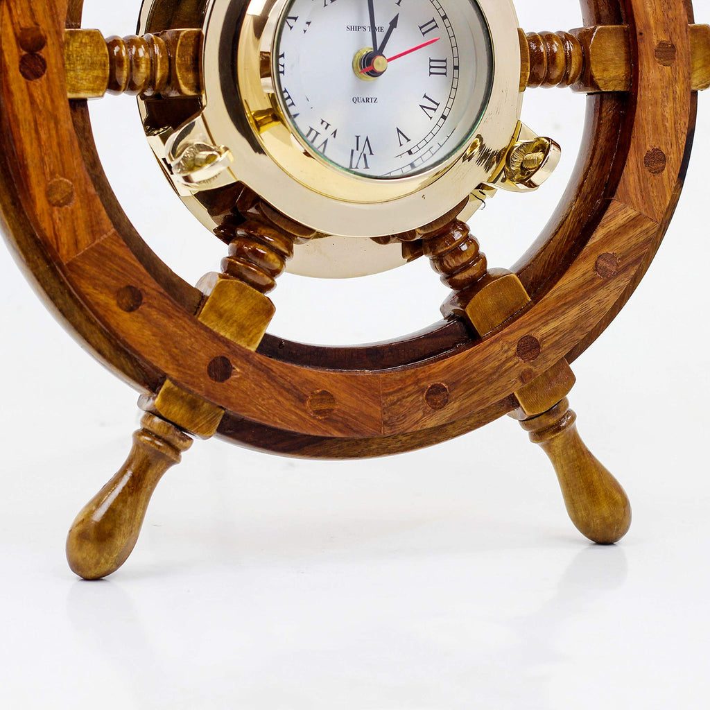 Porthole Clock Ship Wheel | Roman Numerals (12 Inches)
