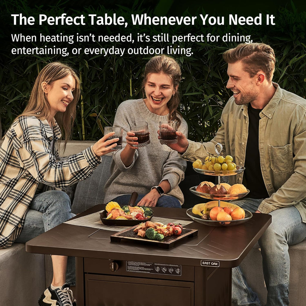 28'' Propane Fire Pit Table, 50,000 BTU Steel Gas FirePit