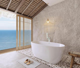 Daphne 54 Inch Soaking Roll Top Bathtub, Modern Style, Glossy White