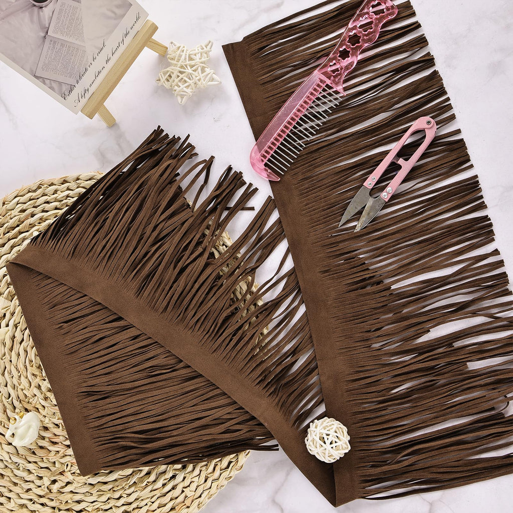 Faux Suede Fringe Trim 6Inch Double Side PU Leather Tassel Trim for DIY Sewing Dress Crafts Hats Bags Shoes - 3Yard