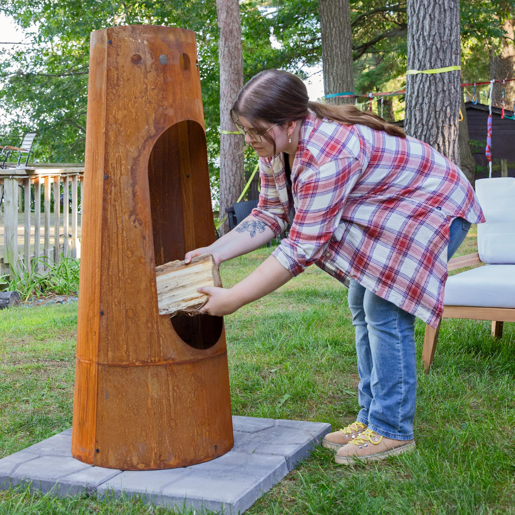Santa Fe Large Wood Burning Chiminea Outdoor Fireplace, 50"
