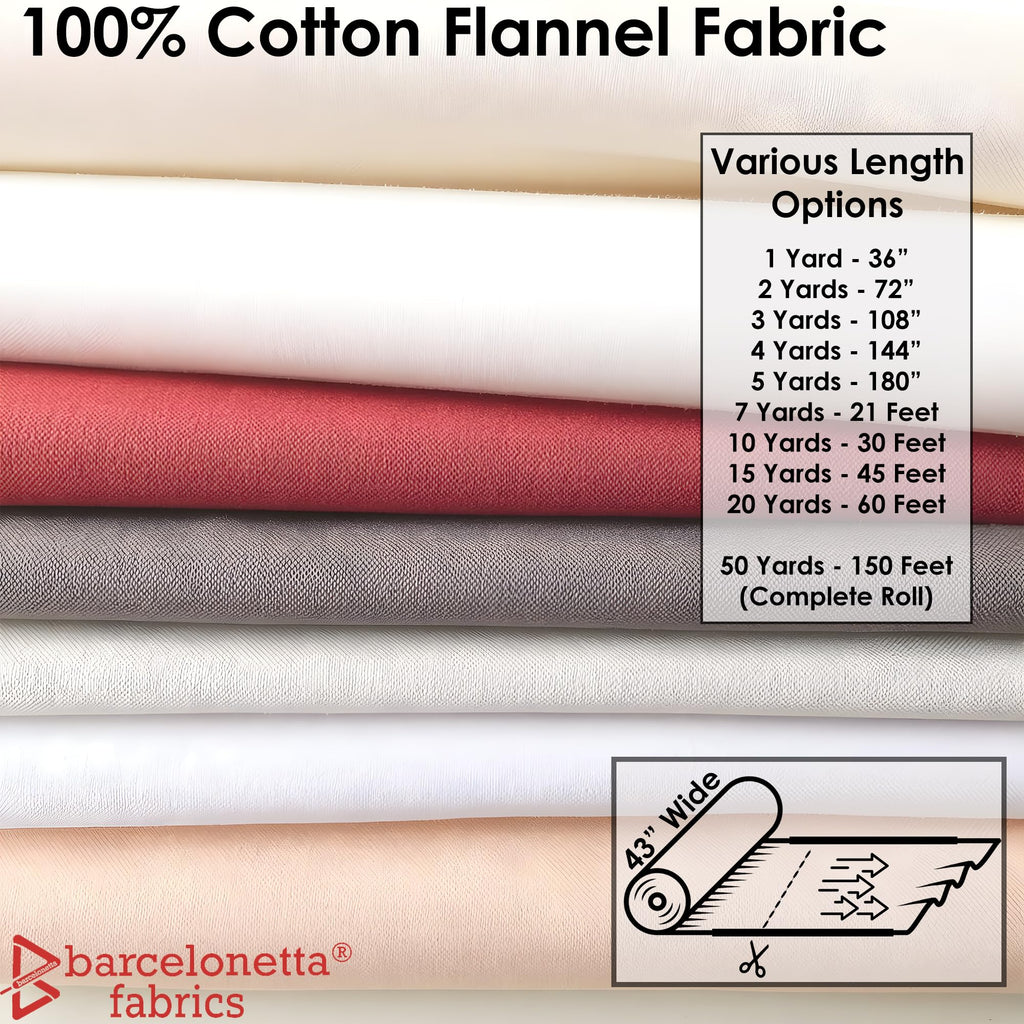 100% Cotton Flannel Fabric | Super Soft - Medium Weight | Solid | Arts & Crafts | for Sewing (Ivory, 2 Yards)