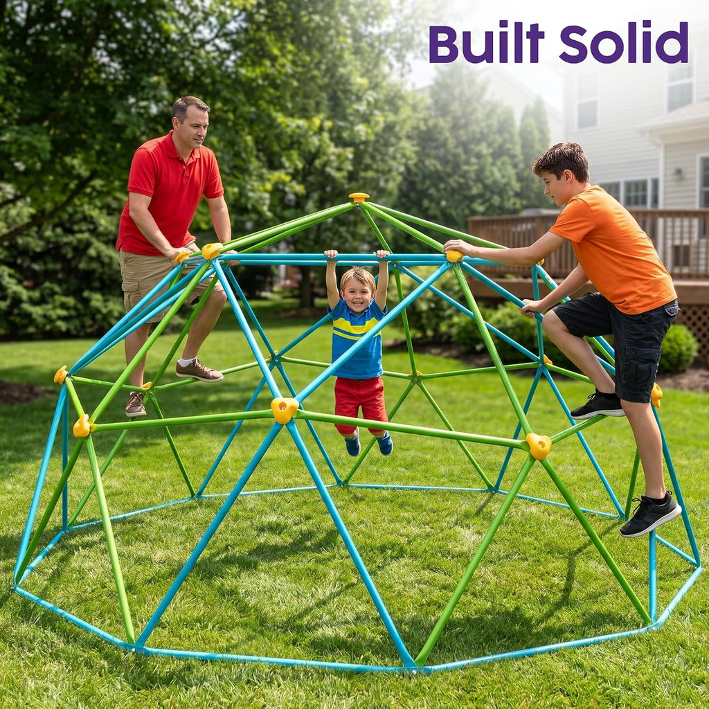 10ft Climbing Dome for Kids, Sturdy Steel Outdoor Dome Climber, Backyard Playground Jungle Gym & Monkey Bars, Fun