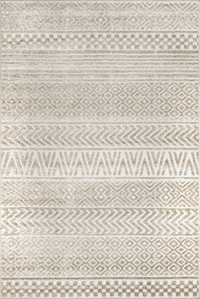 Kamryn Beige Geometric Power Loomed Indoor/Outdoor Area Rug