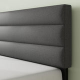 Queen Piper Upholstered Platform Bed with Horizontal Paneled Headboard, Wooden Slat Support, No Box Spring Needed