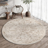6x6 Washable Neutral Round Rug Beige Vintage Living Room Bedroom Circle Rug Non-Slip Soft Low Pile F