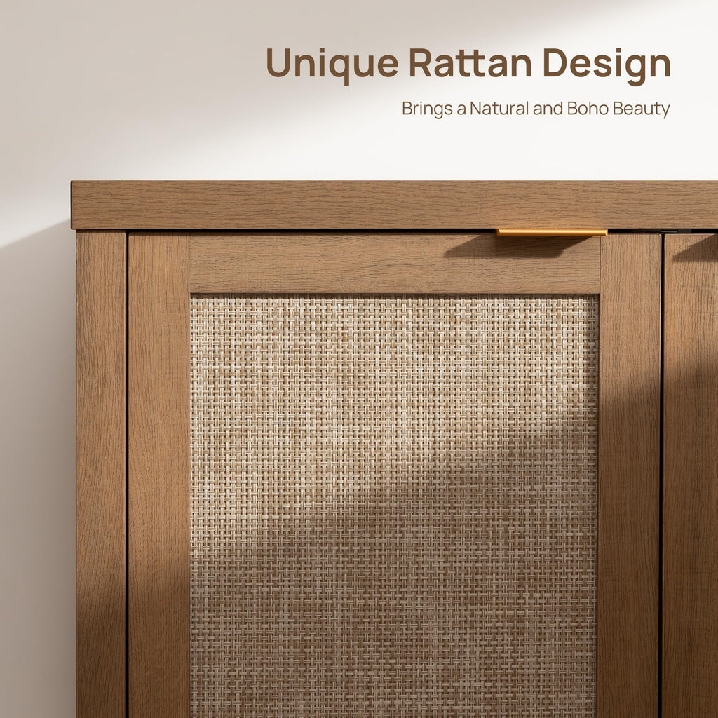 68" Rattan 4 Door Coffee Bar Cabinet