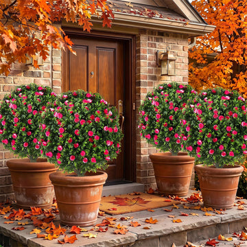 4 Pack 24 Inch Artificial Topiary Trees Outdoor, Blush