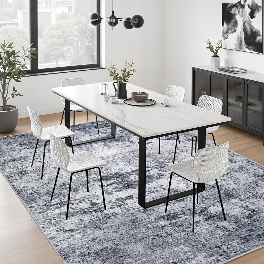 5x7 Area Rug Living Room Rug: Washable Modern Abstract Soft Thin Rug Indoor Floor No Slip Stain Resistant Carpet