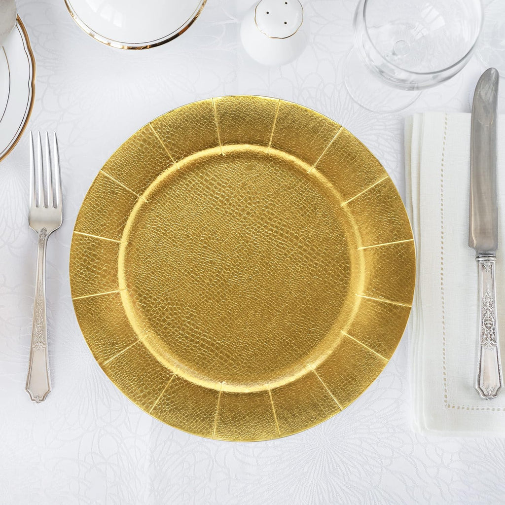 Gold Charger Plates 24 Pack 13 Inch Disposable Round Paper Chargers - Set of 24