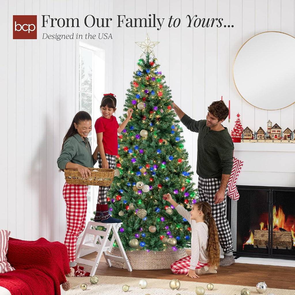 6Ft Pre-Lit Christmas Tree w/Twinkling LEDs, Premium Green Artificial Pine Lighted Holiday Decoration w/ 250 Lights