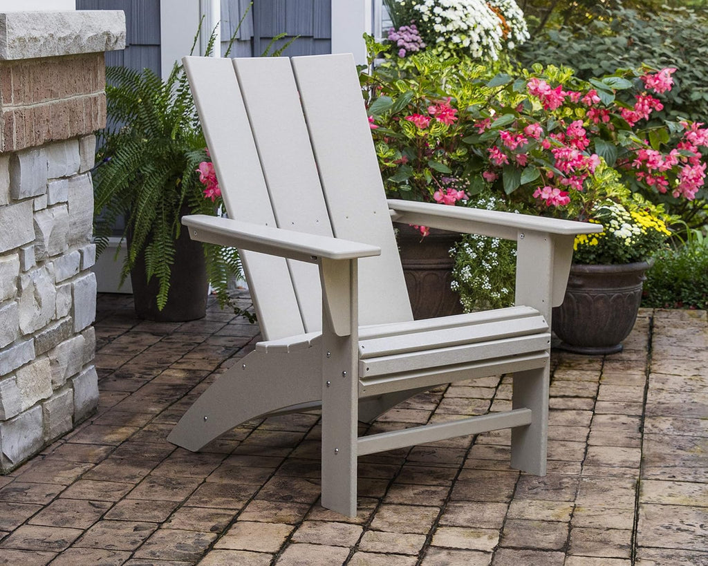 Modern Curveback Adirondack Chair, HDPE Outdoor Patio Furniture, Fade-Proof All-Weather Deck Garden Fire Pit Chair