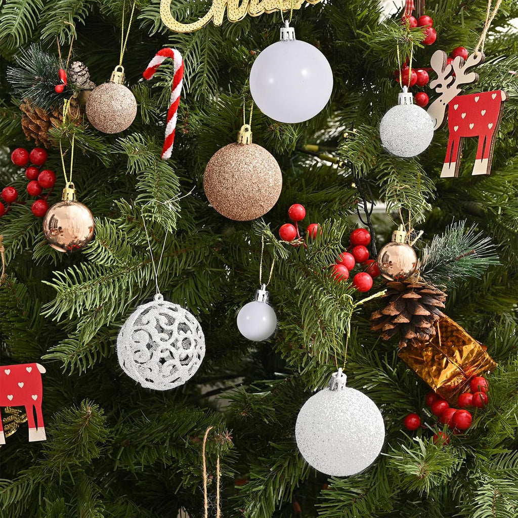 Christmas Ball Ornaments, Shatterproof Hanging Xmas Tree Decorations - Set of 100