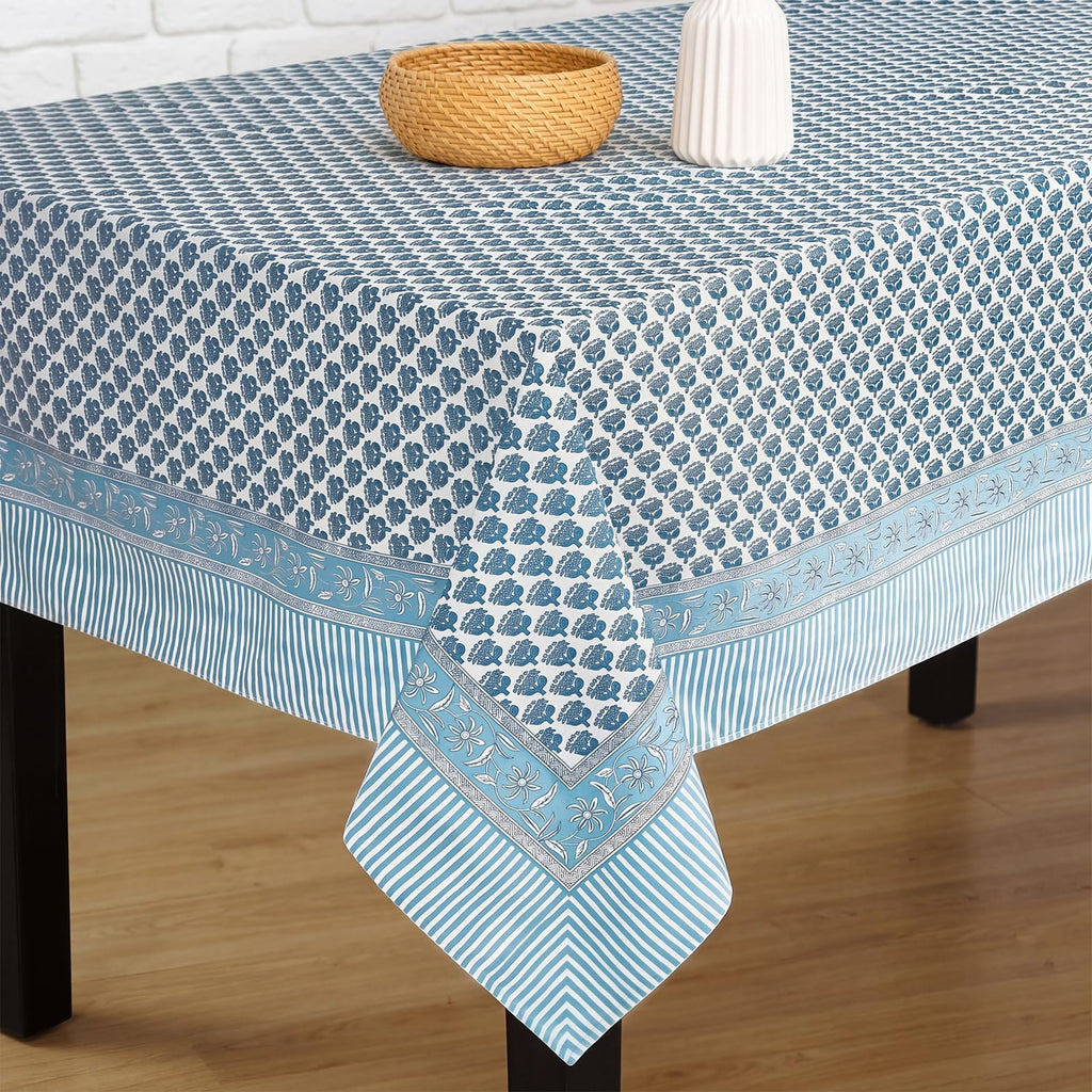 Cotton Tablecloth 60'' X 90'' Indian Block Blue