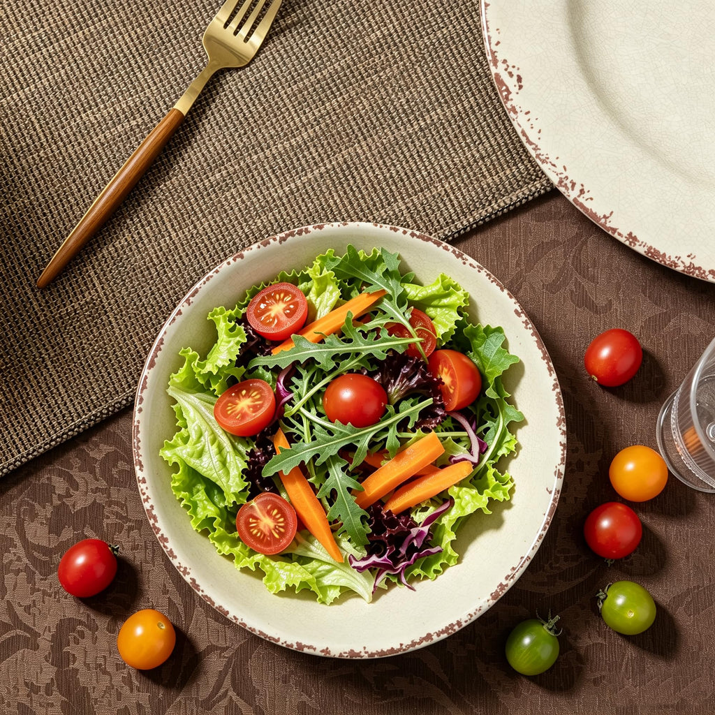 Melamine Dinnerware Sets for 4, Unbreakable Plate and Bowl Set for Outdoors