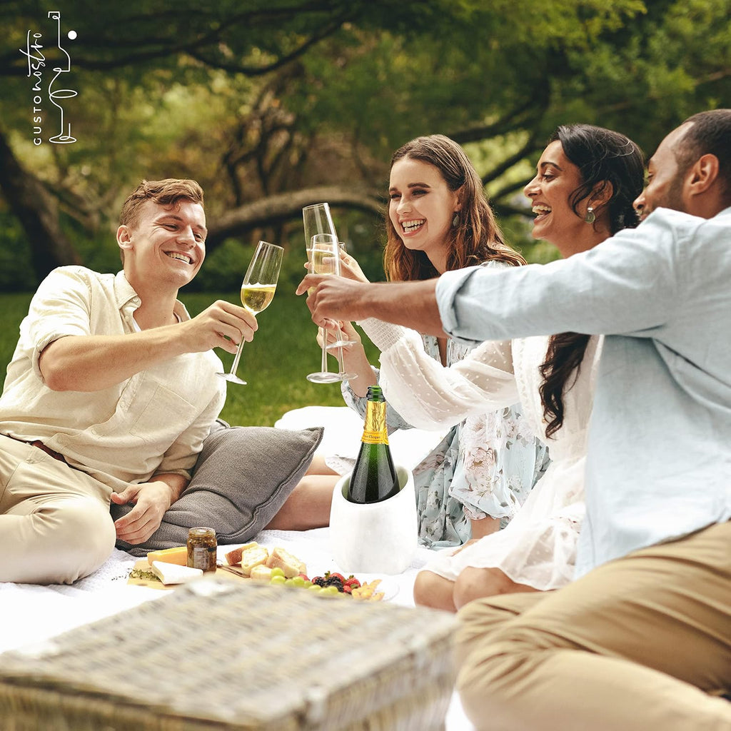 Marble Wine Chiller Bucket - 750ml Wine Bottle Cooler and Champagne Chiller for Party, Kitchen, Bar Cart Decor