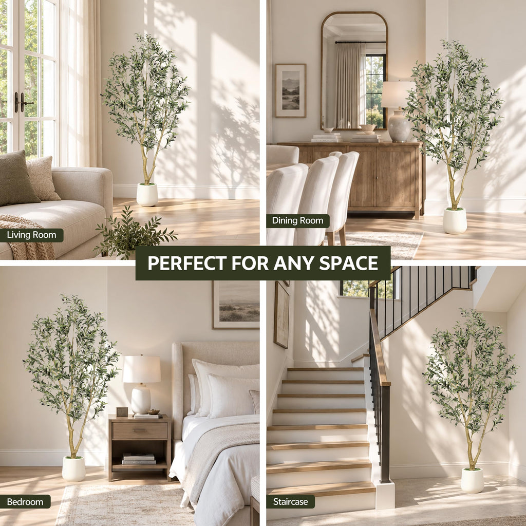 6ft Olive Trees Artificial Indoor with White Tall Planter