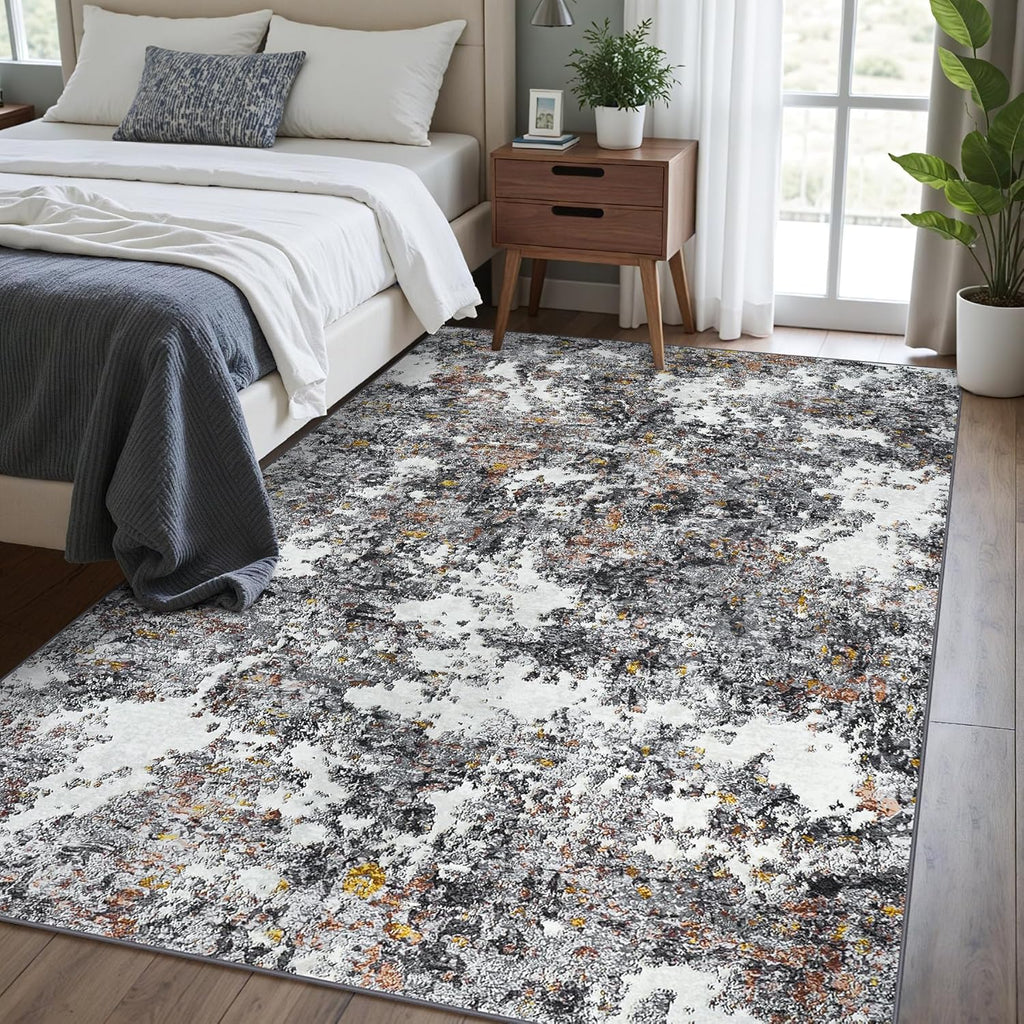 Area Rug Living Room Rugs: 5x7 Washable Rug with Anti-Slip Backing Non-Shedding Stain-Resistant Foldable Modern