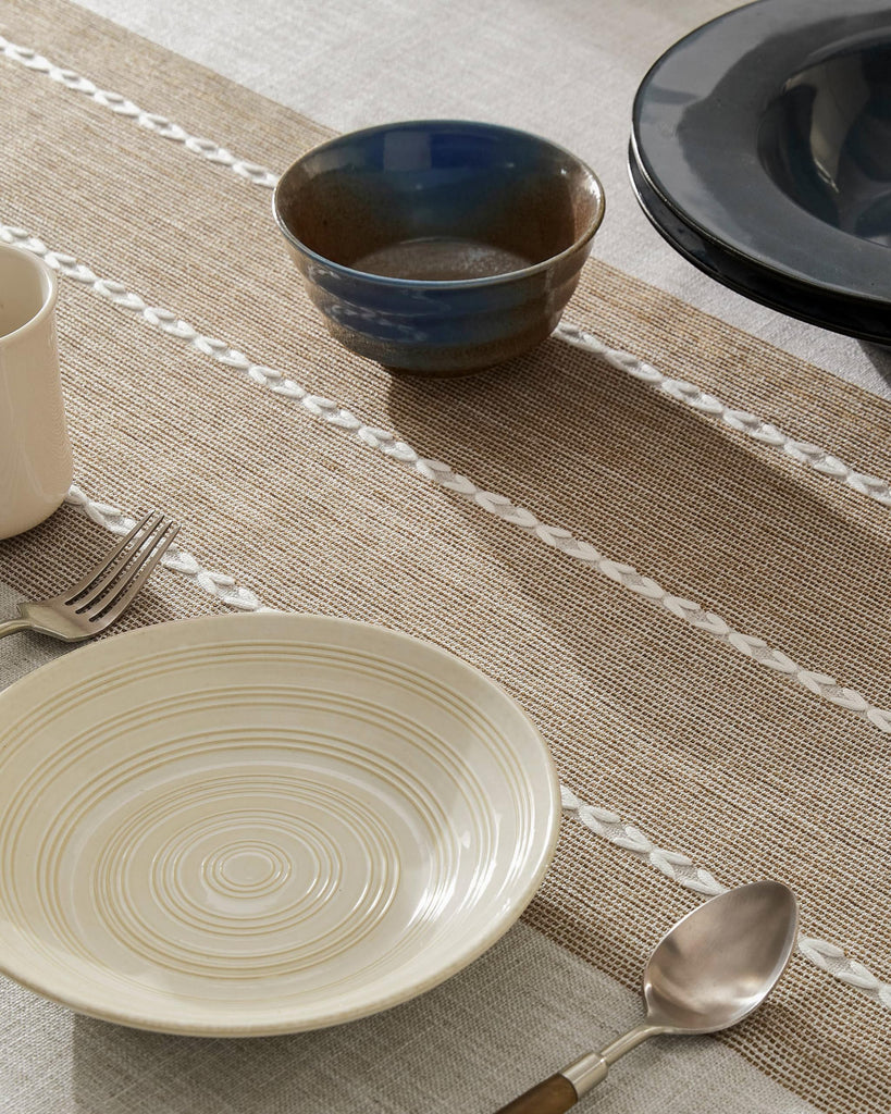 Contrast Linen Rectangle Table Cloth 60x104 Inch Brown