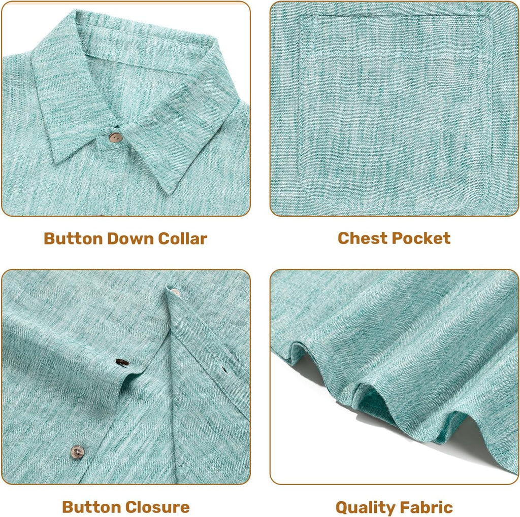 Boy Button Down Chambray Shirts Short Sleeve Linen Shirt