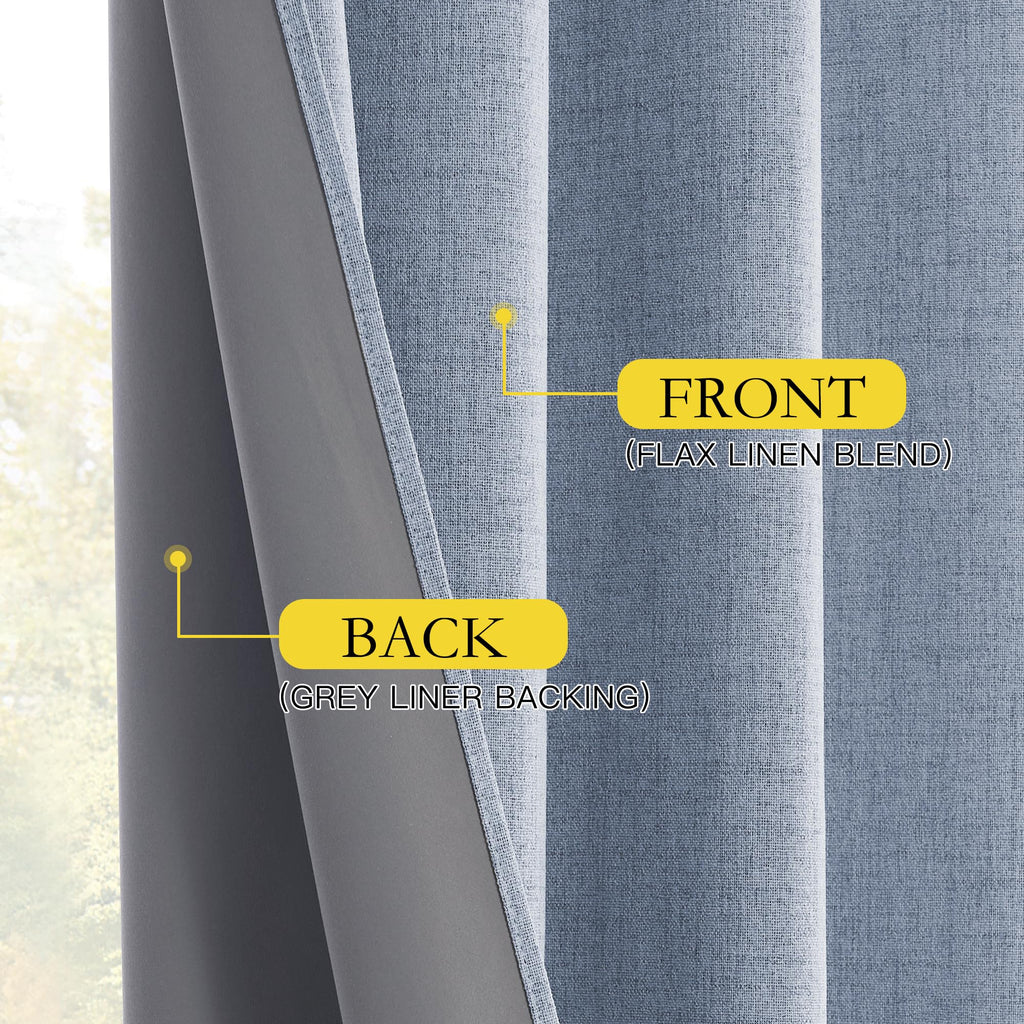 100% Blackout Curtains 78 inches Long 2 Panels, Stone Blue