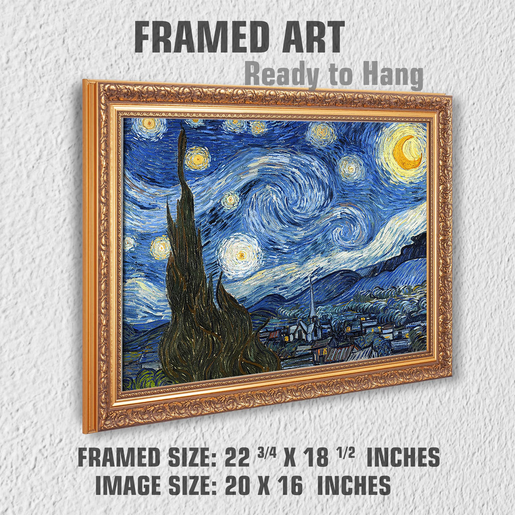 Starry Night by Vincent Van Gogh, Gold-Framed Art