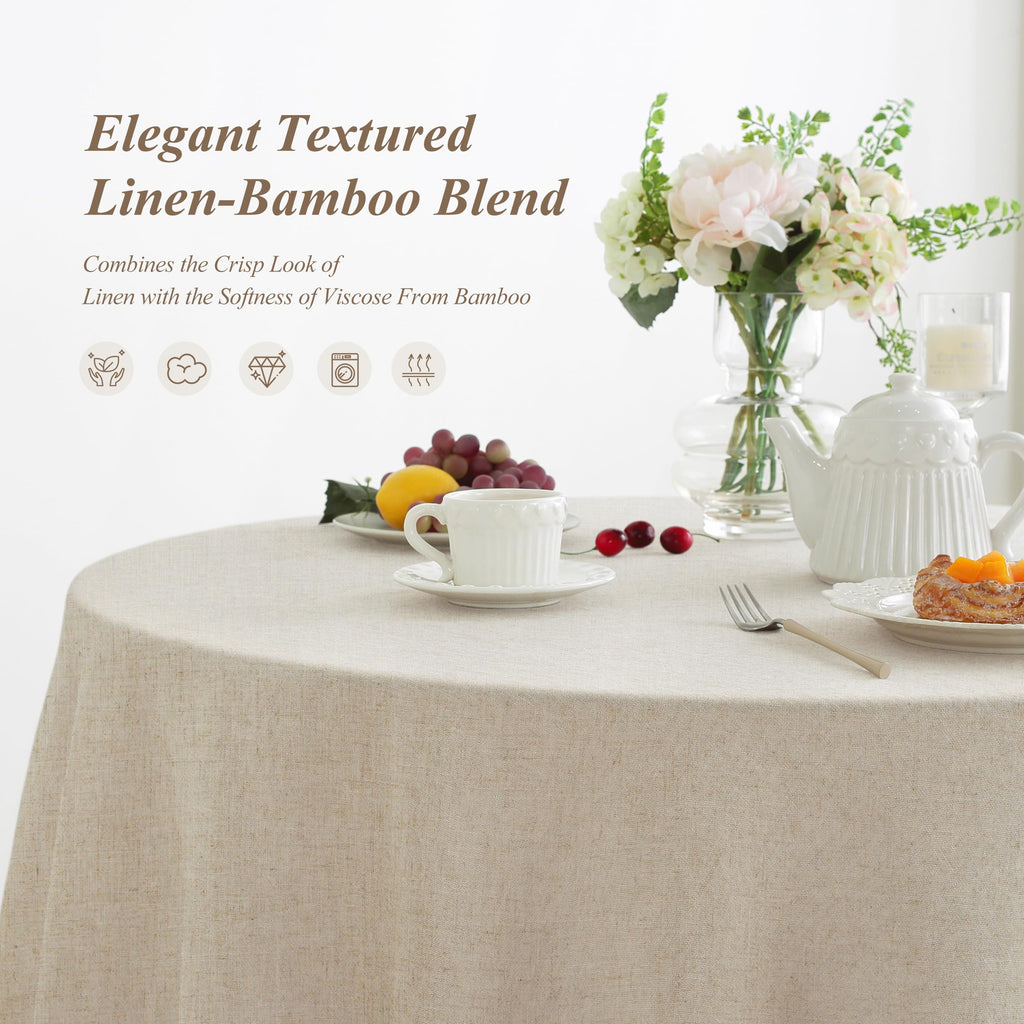 Linen World Round Linen Blend Tablecloth 90 Inch