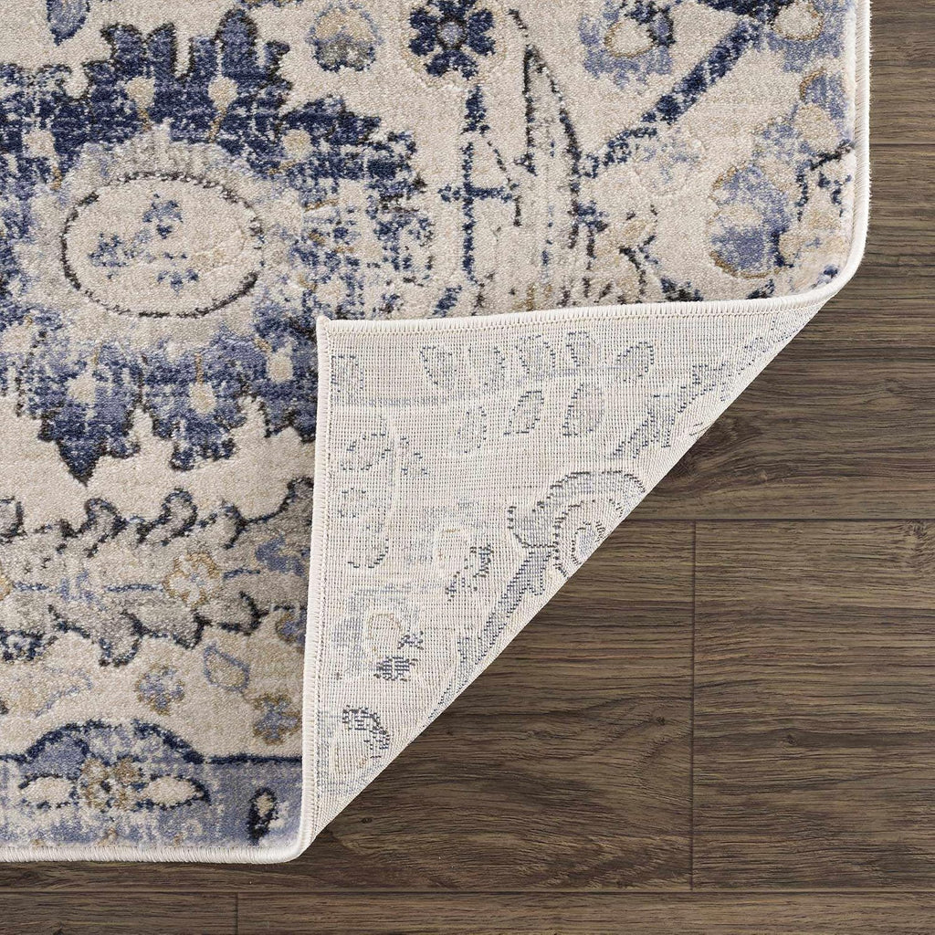 Obsidian Boho Vintage Traditional Damask Area Rug - Farmhouse Traditional Floral Medallion Carpet - Grey, Beige