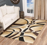 GLORY RUGS Modern Area Rug 5x7 Beige Swirls Carpet Bedroom Living Room Contemporary Dining Accent Sevilla Collection