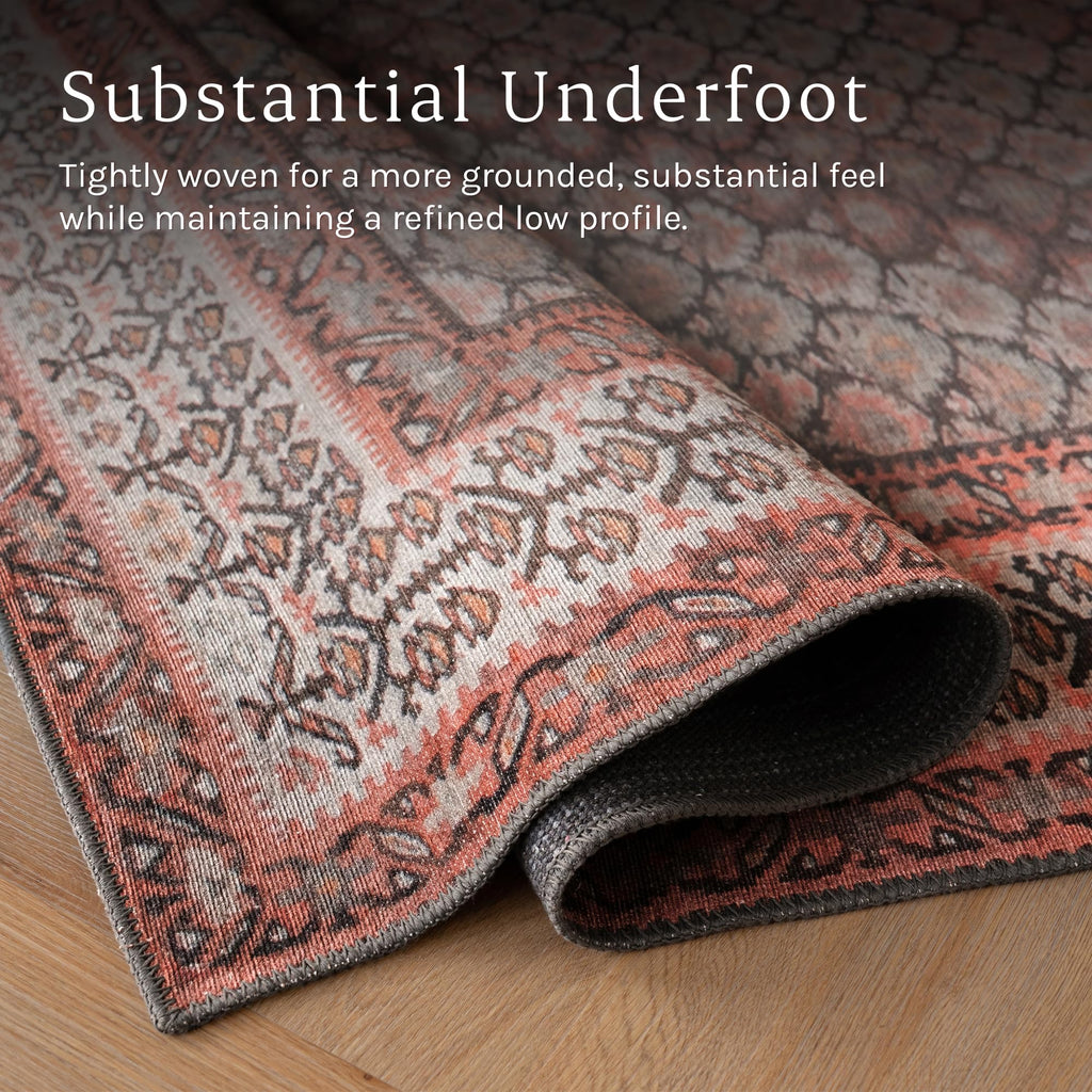 Knot In Line Brown & Orange Area Rug - Persian-inspired design