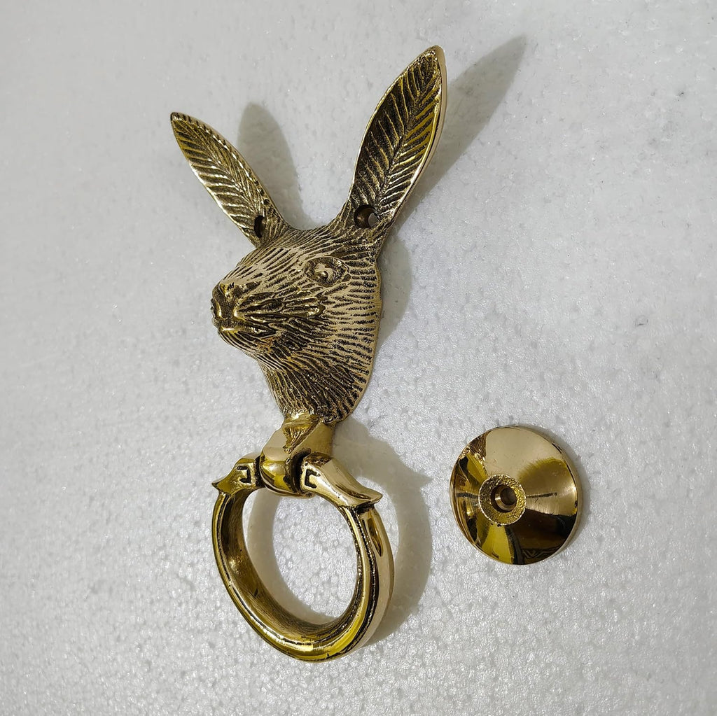Solid Brass Rabbit Face Door Knocker Georgious Entrance Door Decoration