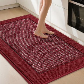 Kitchen Rugs 32"x48", Non Slip Kitchen Floor Mats Washable, Red
