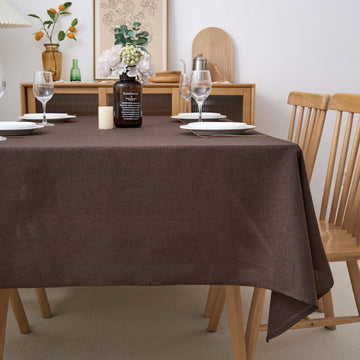 Brown Linen Tablecloth 108 Inch, Textured Table Cloth Farmhouse Table Cover Dining Coffee, 54 x 108 Inch