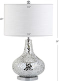 JYL1056A Emilia 26" Mirrored Mosaic LED Table Lamp Contemporary Glam Bedside Desk Nightstand Lamp Living Room Office