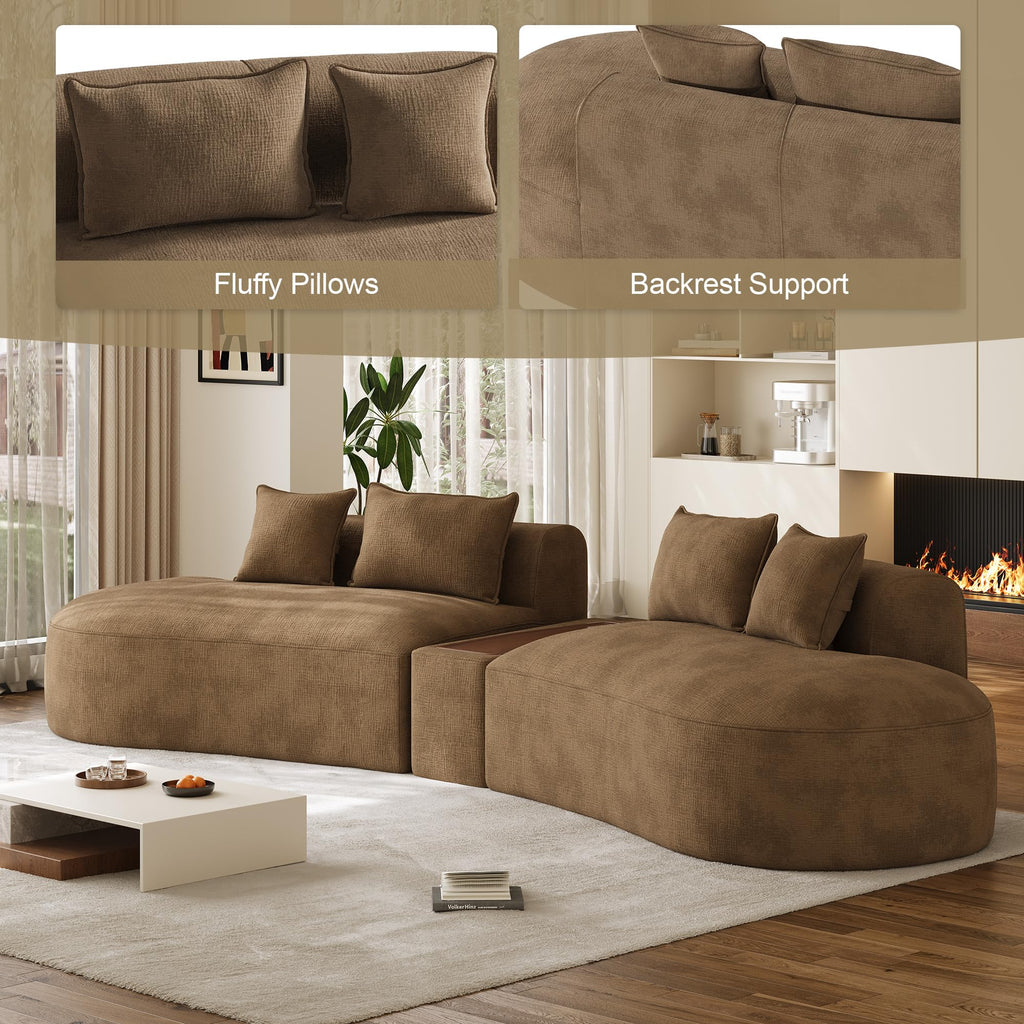 154" Oversized Sectional Sofa, Modern Luxury Plush Chenille 4-Seater Extra Deep & Wide Seat Curved Cloud Couch with