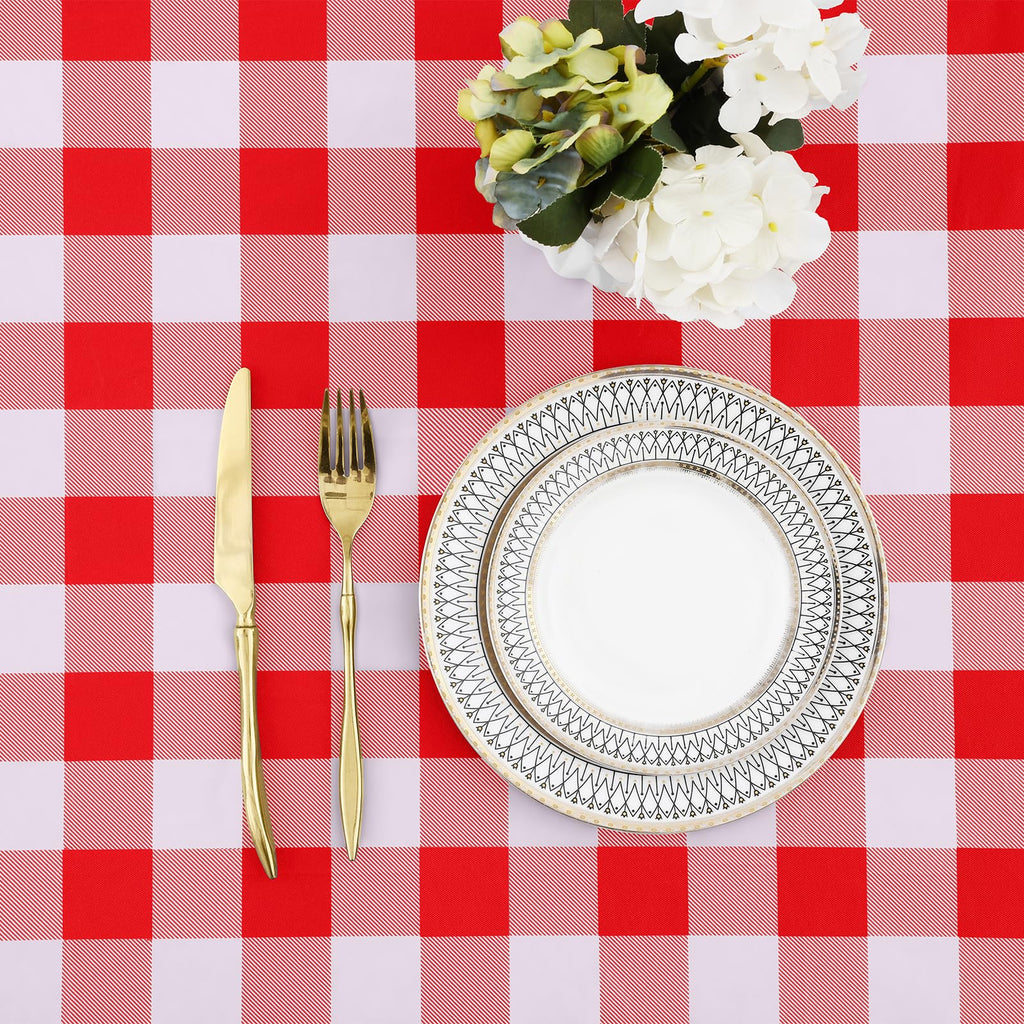 Buffalo Rectangle Picnic Tablecloth, 6 Foot Elastic Fitted Vinyl Table Cloth with Flannel Backing, Waterproof Plaid