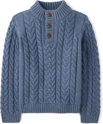 Boys' and Toddler Mock Neck Cable Knit Sweater