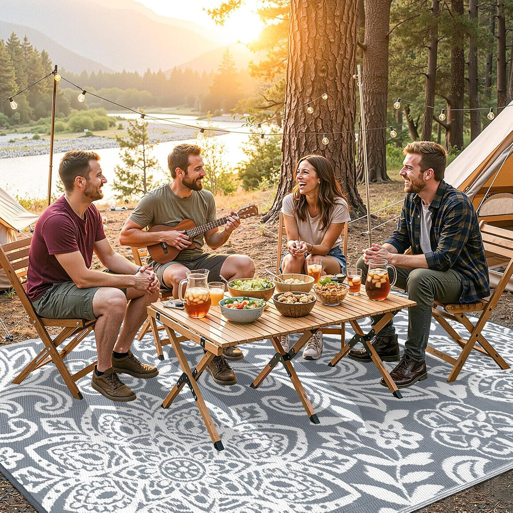 Waterproof Outdoor Rug - Reversible Mandala Outdoor Plastic Straw Rug, Durable Foldable Patio Rug for RV