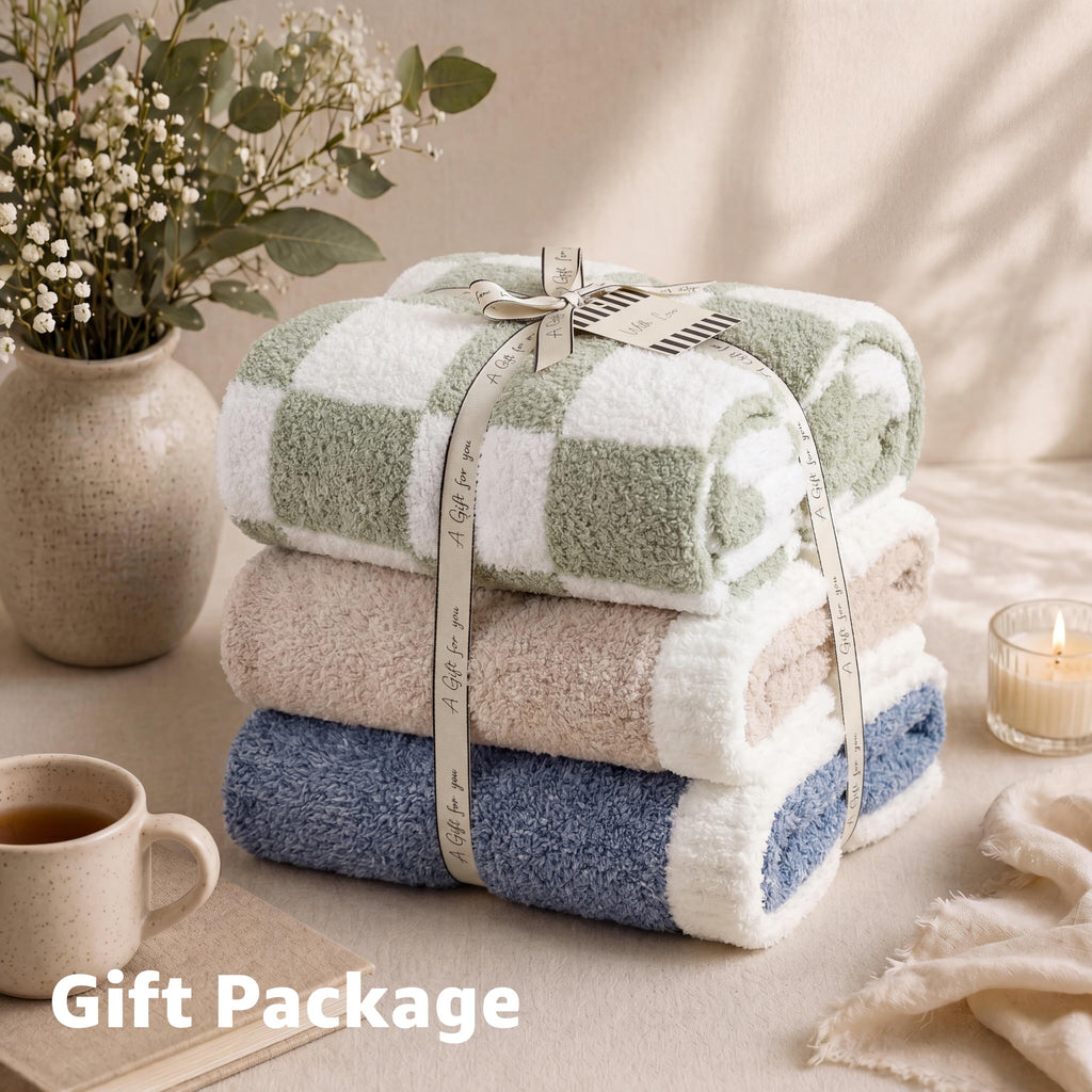 Soft Checkered Throw Blanket for Couch-Cozy Fall Knitted Blankets