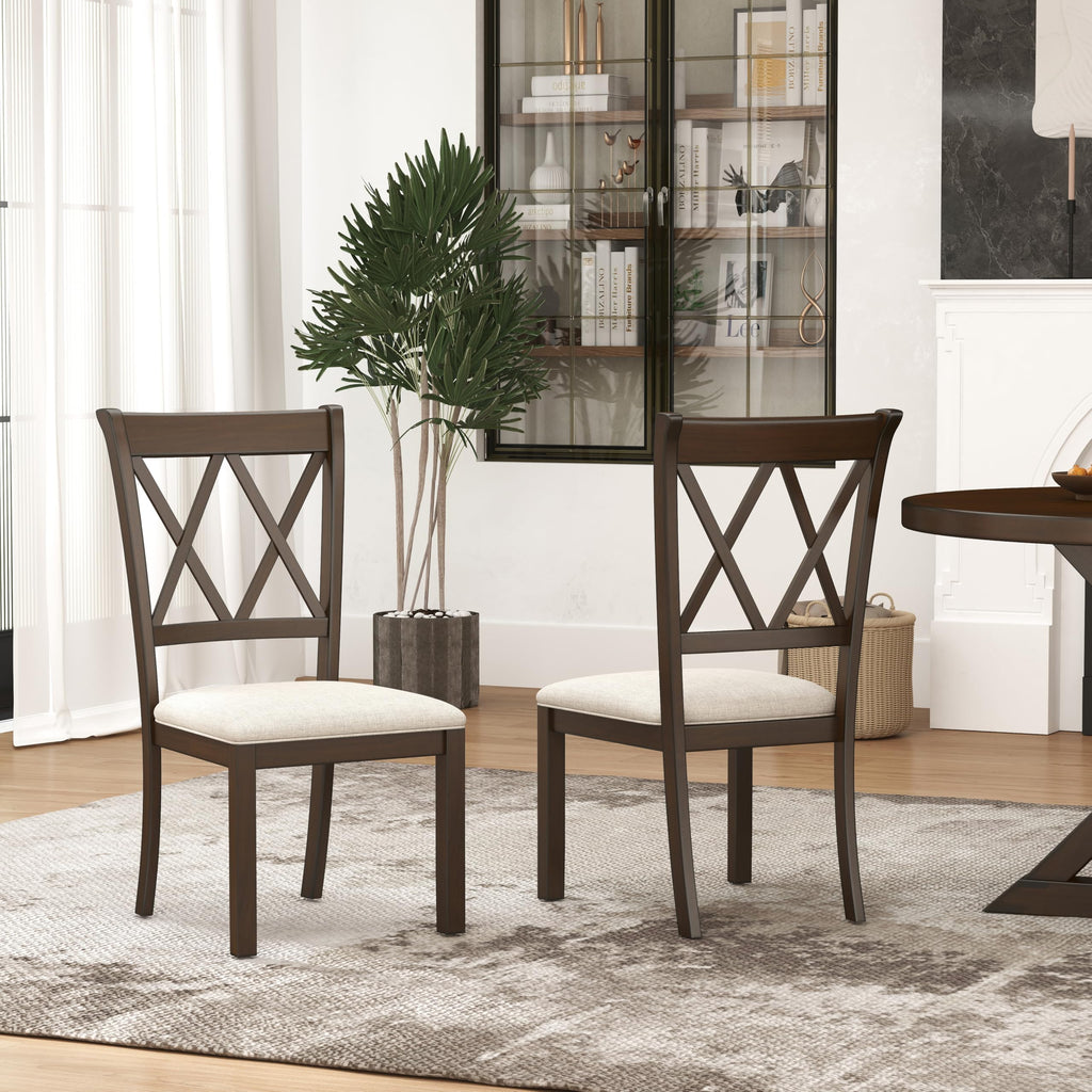 Windvale Fabric Upholstered Dining Chair, Set of 2, Espresso